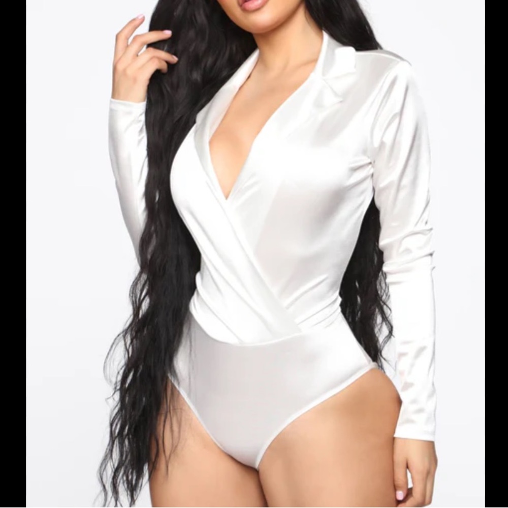 Fashion Nova White Wrap Fitted Bodysuit
